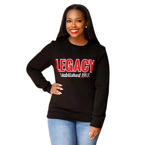 Legacy Crewneck Sweatshirt Women's Red 100% Cotton Full Sleeve Casual Letter Chenille Embroidery <b>Established</b> 1913 - Product Image 1