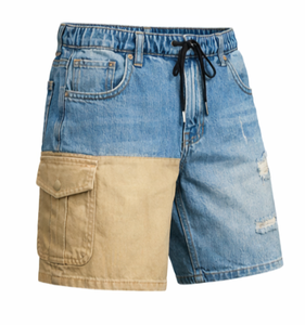 Pantalones cortos de mezclilla de pierna recta para hombre, de alta calidad, cintura media, estilo vintage lavado, streetwear Y2K, con cinturón, 100% algodón, para verano - Product Image 1