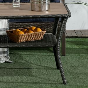 Tavolino da Caffè in Rattan Marrone Misto per Patio con Ripiano Contenitore, Tavolino Laterale in Vimini con Piano in Composito Legno-Plastica, Arredamento da Esterno - Product Image 4