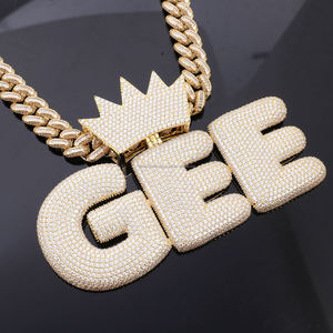 Pendentif Lettre GEE Audacieuse en Diamant de Laboratoire, Argent Sterling 925, Bijoux de Luxe Style Couronne pour Fournisseurs en Gros - Product Image 2