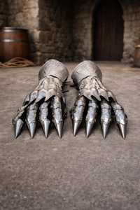 Guantes de Acero de Caballero Medieval, Guantes de Armadura Plateados, Protección Completa Articulada para las Manos, Estilo Antiguo, Artesanía en Metal - Product Image 2