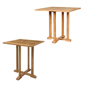 Table à manger carrée en teck massif naturel, table de jardin en bois pour 4 personnes, mobilier moderne d'extérieur et d'intérieur - Product Image 2