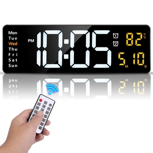 15.7in orologio da parete con telecomando digitale a LED 10 livelli di luminosità 3 impostazioni di allarme Calendario della temperatura di temporizzazione in formato 12-24 ore - Product Image 3