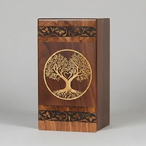Urna Funeraria de Madera Maciza Premium con Grabado del Árbol de la Vida, Recipiente para Cenizas Conmemorativas para Adultos, Uso de Exportadores - Product Image 2