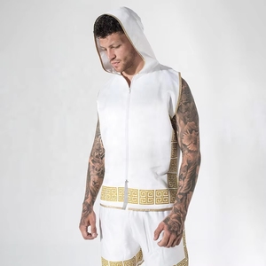 Shorts pour hommes en tissu tissé blanc à motif géométrique brodé, taille haute élastique, style décontracté, longueur courte - Product Image 4