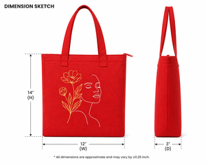 Bolsa de Compras de Lona Roja de 300 g/m², Estilo Bohemio Vintage, con Cierre de Cremallera, de Algodón, 14x12x3, con Logotipo Personalizado, Ecológica y Reutilizable - Product Image 3