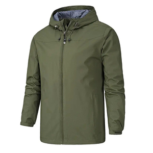 Wholesale Canvas Breathable <b>Waterproof</b> Windbreaker <b>Jacket</b> with Stand Collar and Front Logo Customizable for Men OEM Design - Product Image 1