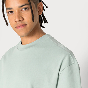 T-shirt en jersey de coton/fibre de bambou 220 GSM à manches courtes pour homme, coupe oversize, noir, grande taille, col rond, respirant, t-shirt uni - Product Image 6