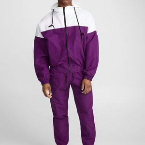 Custom Men's Color Block Tracksuit Windbreaker Hooded <b>Jacket</b> and Joggers 2 Piece Set Wholesale Streetwear Sportswear Outfits - Product Image 6
