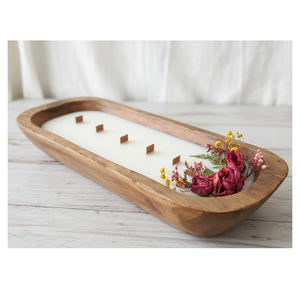 Cuenco de madera para velas y centros de mesa, decoración navideña para el hogar, cuenco de madera para velas - Product Image 5