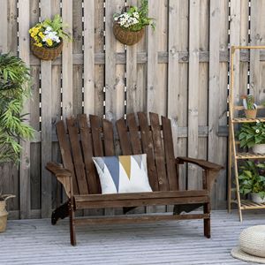 Divanetto Adirondack per Patio, Design Ergonomico, Panca in Legno con Vernice Protettiva, Sedia a Sdraio con Schienale Piatto in Marrone - Product Image 2