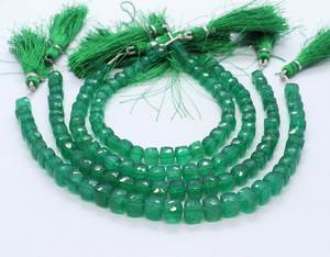 Perles de pierres précieuses en onyx vert naturel facetté en forme de cube AAA, 6-7 mm, perles en onyx vert en forme de cube 3D, 8 pouces, perles en onyx naturel en vrac pour bijoux - Product Image 4
