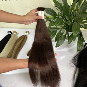 Extension de cheveux Remy naturels à Double Drawn — queen beauty, brun foncé, perruque alignée de cuticule brut, meilleure qualité - Product Image 2