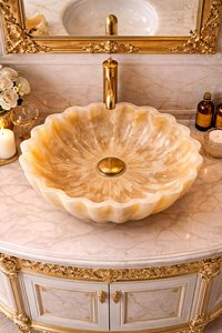 Lavabo de Ónix de Lujo, Lavabo de Baño de Piedra Natural, Lavabo de Ónix Hecho a Mano, Lavabo de Diseño para Baño, Lavabo de Piedra de Lujo - Product Image 3