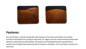 Portefeuille porte-cartes en cuir pour homme, cuir véritable Crazy Horse, haute qualité, fin, durable, style vintage, logo personnalisé, vente en gros - Product Image 2