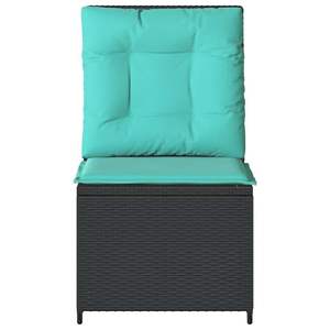 Canapé de jardin en polyrotin noir et turquoise avec coussin - Product Image 4