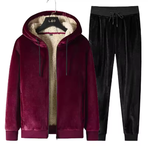L&O Unisex Fleece Tracksuit Hooded Zip <b>Jacket</b> And Jogger Pants Solid Color Casual <b>Winter</b> Wear Full Length With Side Pockets - Product Image 3