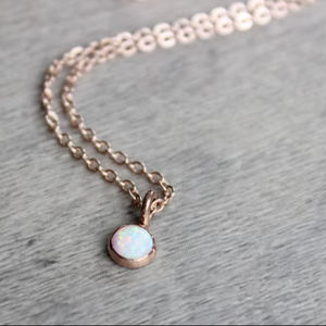 <b>Opal</b> <b>Necklace</b> October Birthstone Bridesmaids Gift 925 Sterling Silver 14k Rose Gold Plated Minimalist Jewelry - Product Image 1