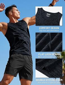 Débardeur sans manches pour homme, bleu clair imprimé, col rond, 100 % polyester, respirant, sportif, tissé, séchage rapide, vêtement décontracté - Product Image 4