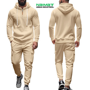 Comfortable Elastic Waistband Track Suit Men Casual Daily Wear Warm Hoodie <b>Matching</b> <b>Joggers</b> Fleece Garment Pack - Product Image 1