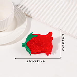 Pince à cheveux XH en PVC style vintage café, motif corne et fleur, mignonne, style européen et américain, 8 cm, accessoire de mariage et cadeau - Product Image 6