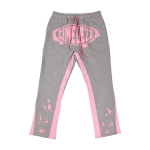 Conjunto de chándal acampanado de algodón con estampado de logotipo personalizado unisex, pantalones de chándal con capucha de patrón sólido de invierno, sudadera de talla grande - Product Image 3