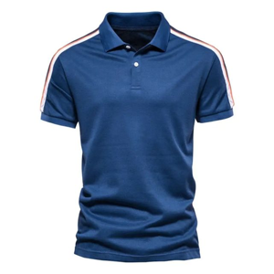 Polo en tricot à manches courtes pour homme, couleur unie gris, respirant, design décontracté - Product Image 1