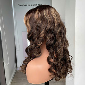 Piano Mixing Brown <b>Color</b> Human <b>Hair</b> Wig Bouncy Curly High Quality Beautiful Human <b>Hair</b> Vietnamese Raw Swiss Lace Middle Part - Product Image 2