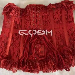 Corset sous-poitrine en dentelle florale rouge avec baleines en acier, idéal pour la Saint-Valentin - Product Image 6