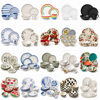 Collection de vaisselle moderne pour table de plantes : Assiettes, bols, tasses – Kit d'ustensiles de service en mélamine pour hôtels, cafés, traiteurs et buffets