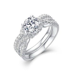 Anillo de Compromiso de Plata S925 con Moissanita y Halo Trenzado para Mujer, Anillo de Boda - Product Image 2