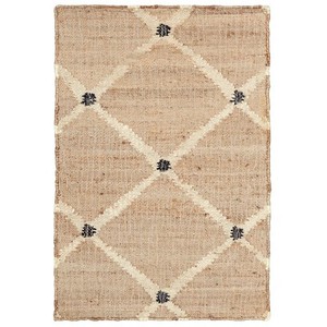 Alfombra Oriental de Yute de Tejido Plano con Patrón Geométrico Rectangular para Sala de Estar, Ecológica, Reversible, Apta para Mascotas, de Pelo Corto - Product Image 1