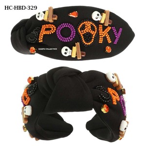 Serre-tête festif fait main à thème pain d'épices perlé pour femme, accessoire de cheveux en tissu noué pour fête de fin d'année - Product Image 3