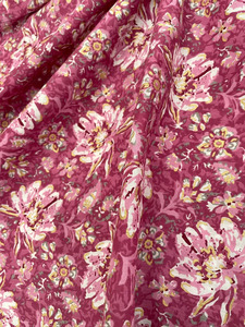 Tissu en coton à motifs floraux roses au mètre, tissu imprimé à la main indien, textile de Jaipur, matériau pour la couture de robes et le patchwork - Product Image 5
