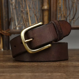 Cinturón Casual de Cuero Genuino para Hombre, Hecho a Medida con Logotipo Personalizado, 4mm de Grosor, Estilo Vintage de Lujo, Cuero Vacuno de Grano Completo, con Hebilla de Acero Sólido - Product Image 2
