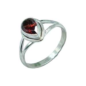 Anillo de Granate Rojo, Anillo de Plata de Ley 925, Anillo con Piedra Roja, Anillo de Promesa para Ella, Joyería de Granate, Anillo con Gema, Regalo de San Valentín - Product Image 1