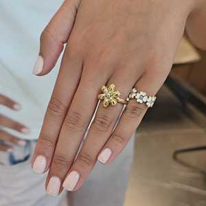 Flower Minimalist Stackable Pinky Cocktail <b>Ring</b> 14K Gold Plated Custom Fine Jewelry Women Wholesale - Product Image 2