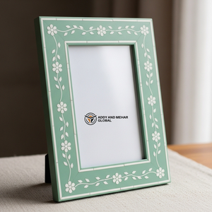 Cadre photo horizontal élégant en os, incrustation décorative de table, artisanat haut de gamme, cadre décoratif pour un style intérieur moderne - Product Image 1