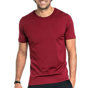 T-shirt décontracté pour homme, blanc uni, manches courtes, col rond, coupe classique, 100% coton jersey - Product Image 5
