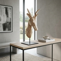 Sculpture de tête d'animal en bois artisanale Bull Suge, design moderne, décoration de table, support métallique, anniversaire, maison