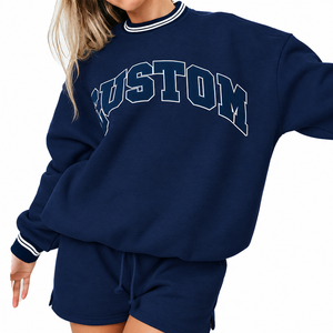 Sweat-shirt personnalisé pour femme à col montant, manches longues, en tissu polaire tricoté, couleur unie, coupe oversize, décontracté, pour l'hiver - Product Image 3