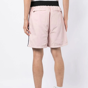 <b>Men's</b> <b>Pink</b> 100% Polyester Mid Waist Drawstring <b>Shorts</b> Side Stripe Casual Sport Style Breathable Oxford Fabric Windproof Quick - Product Image 4