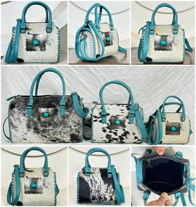 กระเป๋าหนังวัวแท้คุณภาพพรีเมียม ขนาดเล็ก รุ่น Speedy Duffel ประดับหินเทอร์ควอยซ์สุดหรู พร้อมสายสะพายข้าง สำหรับทุกเพศ - Product Image 3