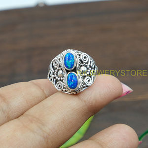 Bague délicate en opale, argent sterling 925, bague statement, bague faite à la main, design unique, bijoux en opale, cadeau de Noël pour femme - Product Image 5