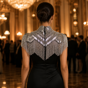 Luxury Antique Silver Detachable Braided Zinc Alloy Metallic Shoulder Collar Epaulette Fringe <b>Cape</b> | Handcrafted Statement - Product Image 3