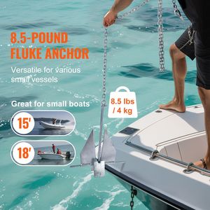 Kit Ancora a Prua per Yacht e Barche, Ancora a Prua in Acciaio Zincato a Caldo da 8,5 LBS, Catena da 7,9 Piedi, Corda da 75 Piedi, Due Griffe da 0,4 Pollici - Product Image 3