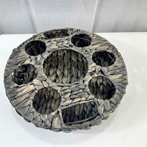 Plateau en verre rond fait à la main du Vietnam Design durable écologique Jacinthe d'eau Caractéristique décorative Nouvelle tendance Plateau de service - Product Image 4