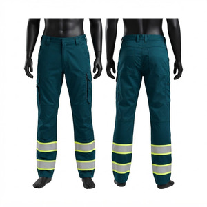 Pantalones de Trabajo de Pana de Polialgodón Premium 240 GSM, Color Verde Azulado, con Cintas Reflectantes en las Rodillas, Logotipo Personalizado, Impermeables y Transpirables - Product Image 1
