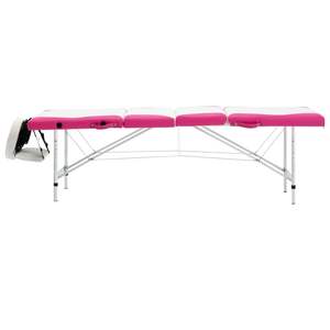 Table de massage pliable en aluminium à 4 zones, couleur blanc et rose - Product Image 3