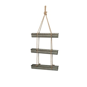 Soporte colgante de hierro galvanizado de 2 niveles con cadena y gancho, maceteros metálicos de pared para decoración de jardín interior, exterior y balcón. - Product Image 6